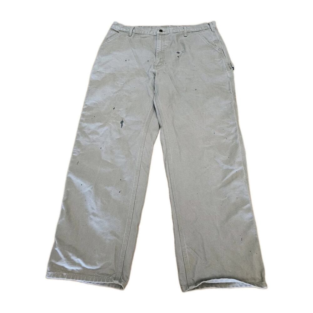 Carhartt Mens 40x32 Tag B11-DES Loose Original Fit Beige Canvas Carpenter Pants